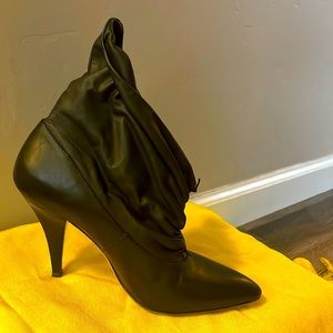 Black pointed toe booties